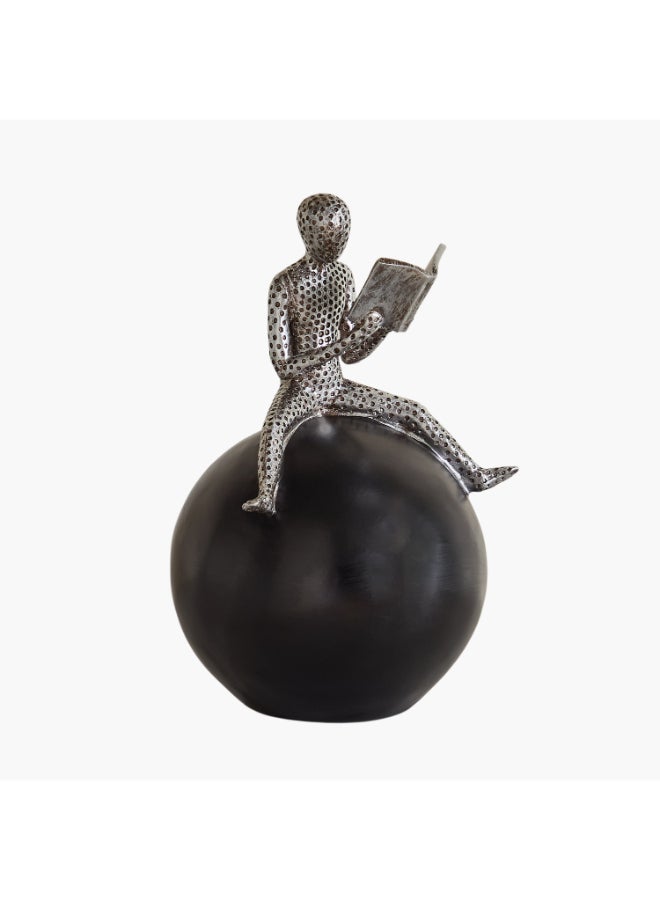 Home Box Human Reading Figurine - Silver and Black - Image 5